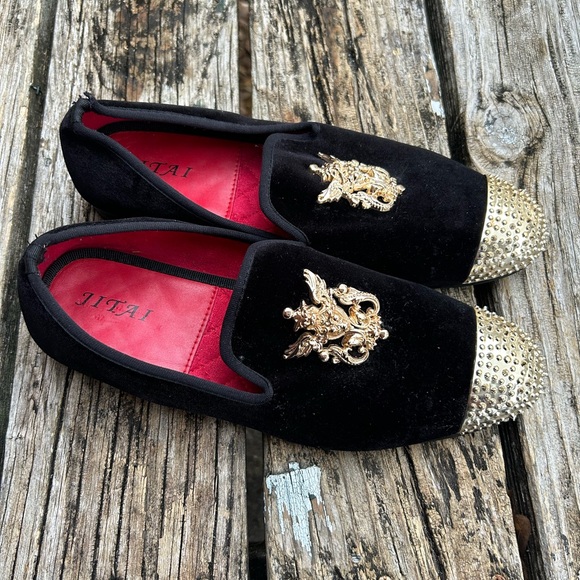 JITAI Men’s Leather Lined Black Velvet Upper Slip-On Loafer Luxury Shoe Size 10 - Picture 6 of 8